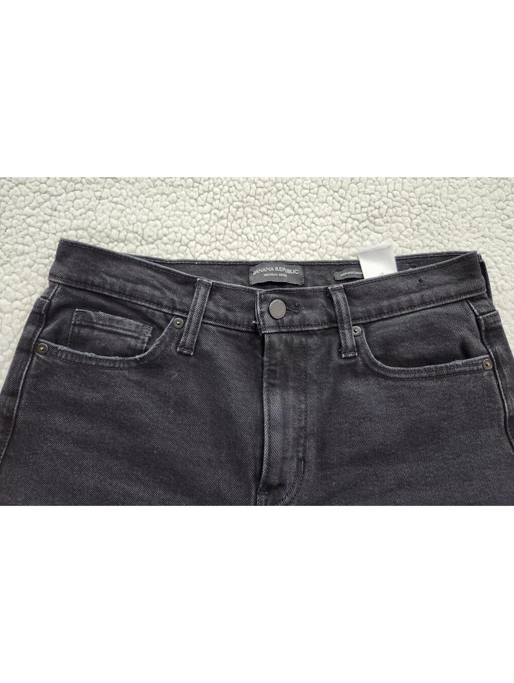 Banana Republic Women's 28 Black High Rise Straight Distressed Jeans - Picture 11 of 12